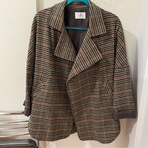 Oversized Checked Blazer in Brown and Tan